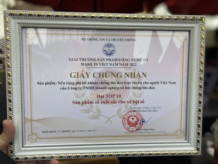 Chứng nhận giải thưởng