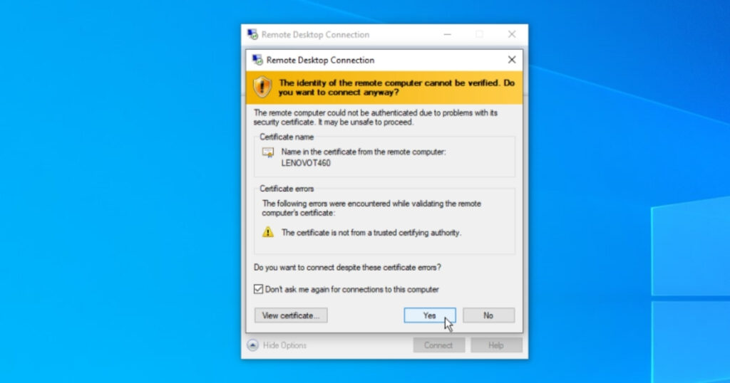 Xác nhận chứng chỉ bảo mật
