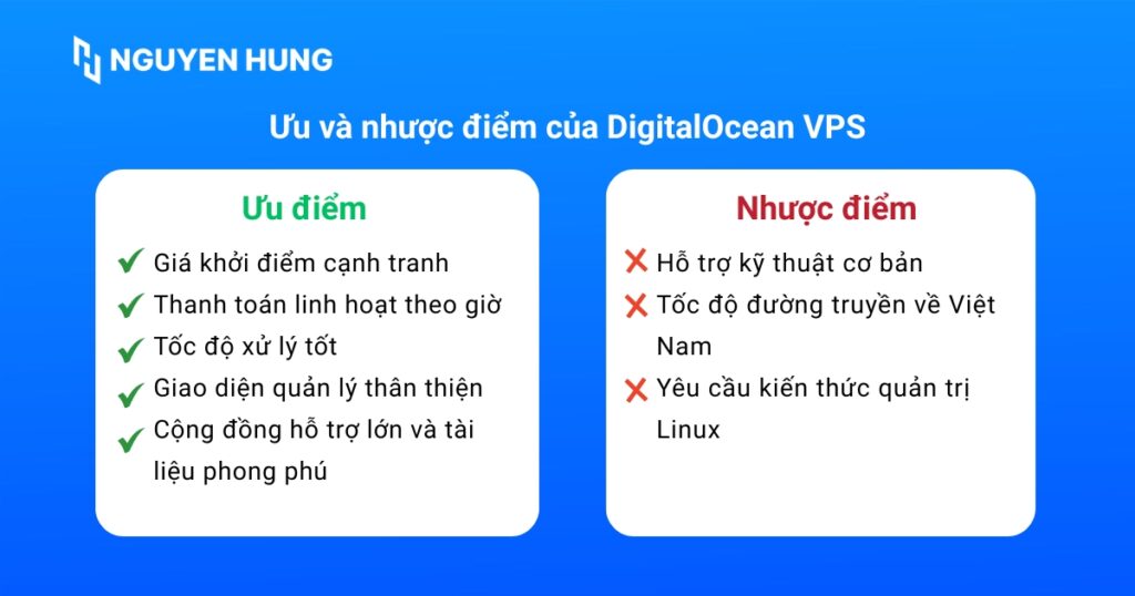 Ưu và nhược điểm của DigitalOcean VPS