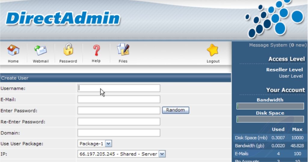 thông tin Disk Space (Dung lượng đĩa) hiển thị dạng Used / Max
