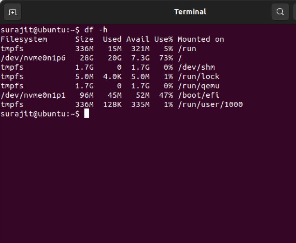 Kiểm tra dung lượng Hosting bằng lệnh df -h