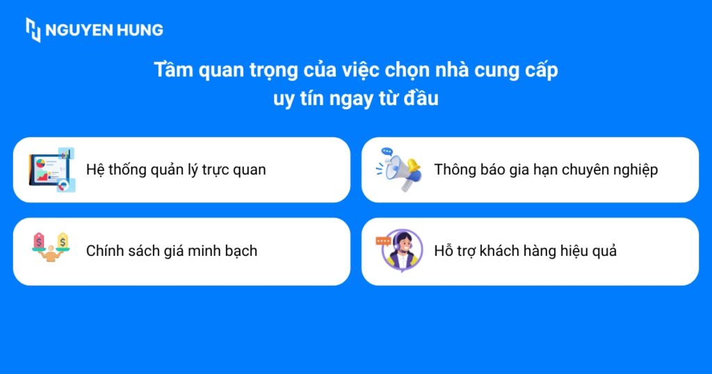 Việc chọn một nhà cung cấp hosting uy tín ngay từ ban đầu sẽ rất có lợi cho bạn