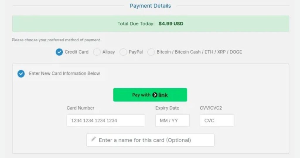 Sau đó, chọn phương thức thanh toán