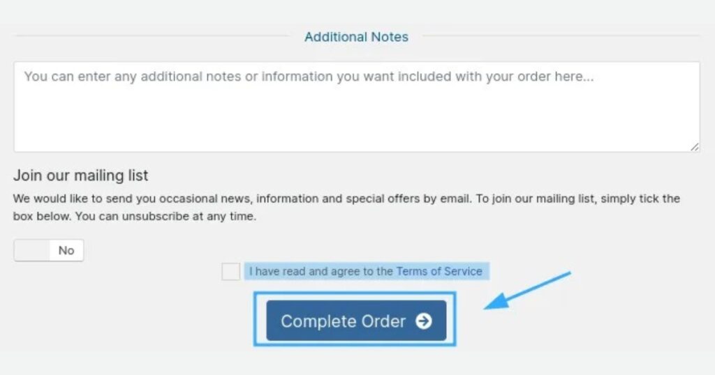 . Cuối cùng, nhấn nút Checkout hoặc Complete Order
