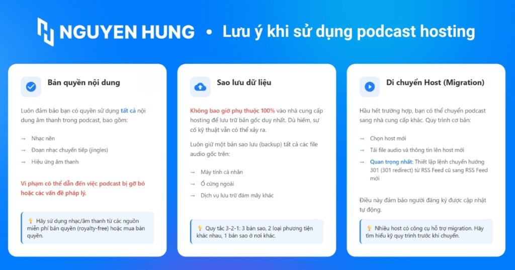Lưu ý khi sử dụng Podcast Hosting lâu dài