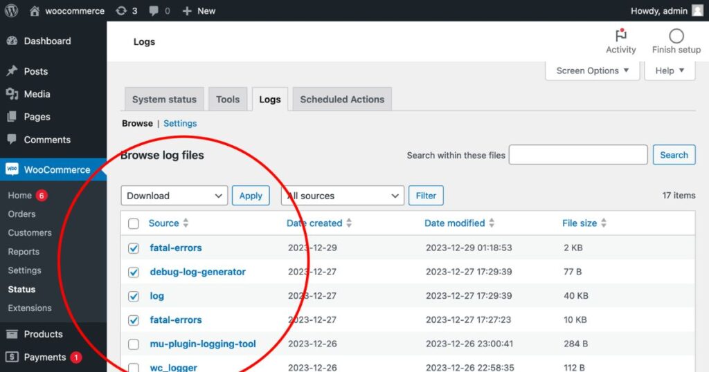 nội dung file error_log với thông báo lỗi PHP