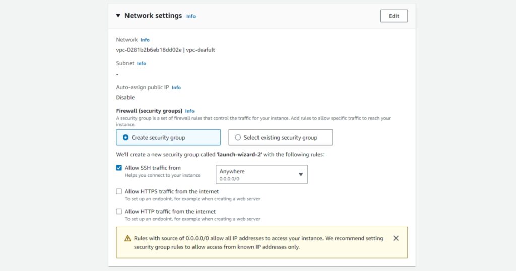 Trong mục Network settings, nhấn Edit