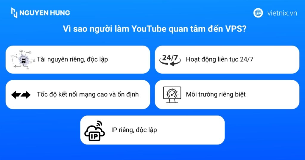 VPS mang lại nhiều lợi ích quan trọng cho người làm YouTube