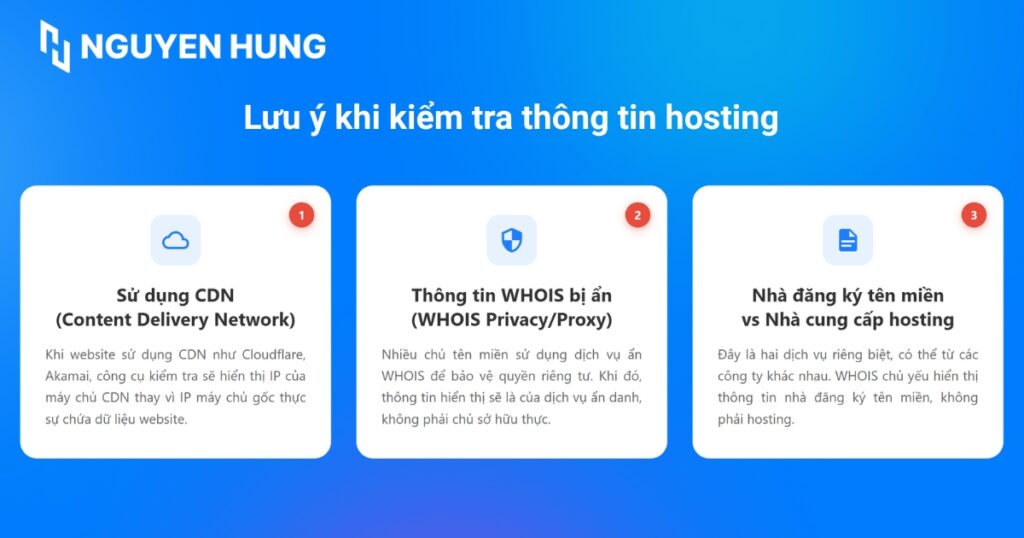 Lưu ý khi kiểm tra thông tin hosting