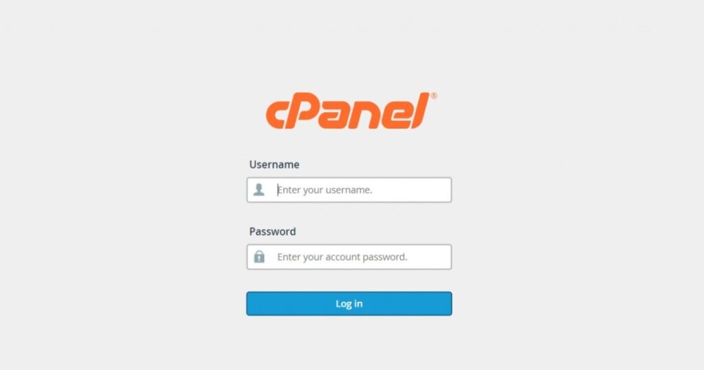 Giao diện đăng nhập của cPanel