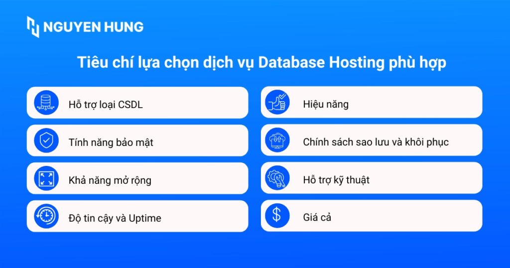 Bạn cần cân nhắc các yếu tố khi chọn nhà cung cấp Database Hosting