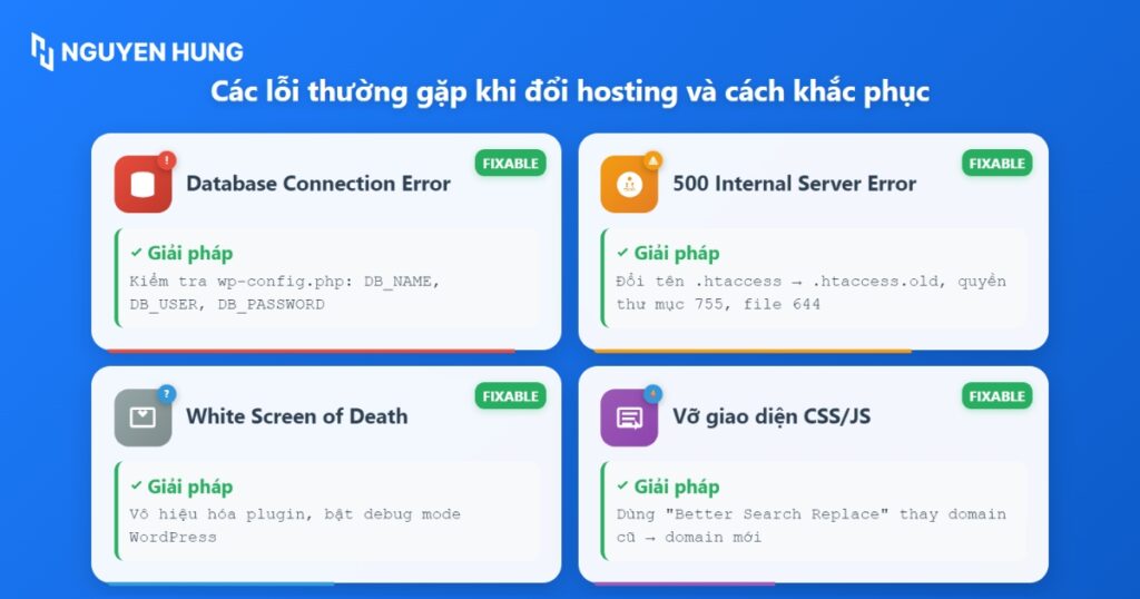Xử lý các lỗi thường gặp phải khi đổi hosting