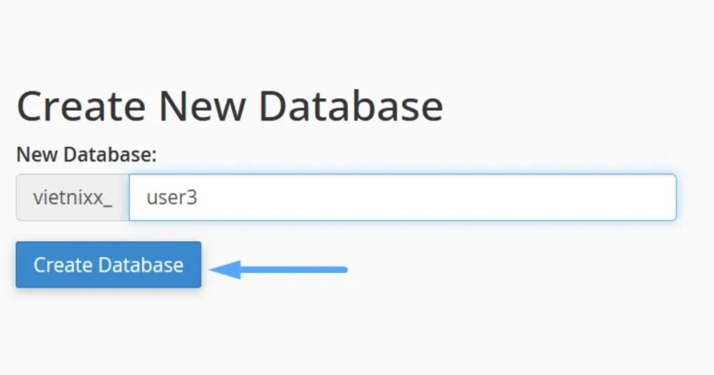Tạo Database mới