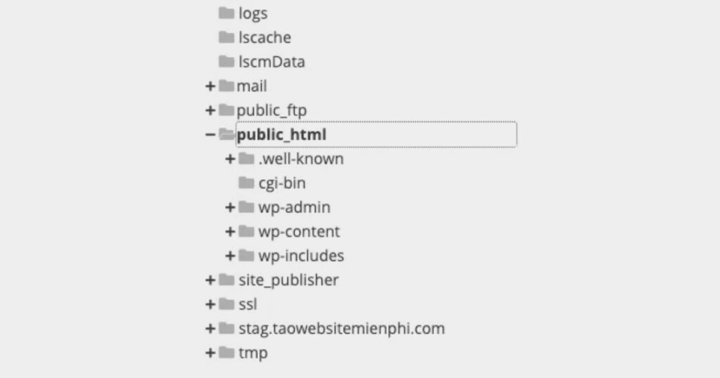 Điều hướng đến thư mục gốc của website