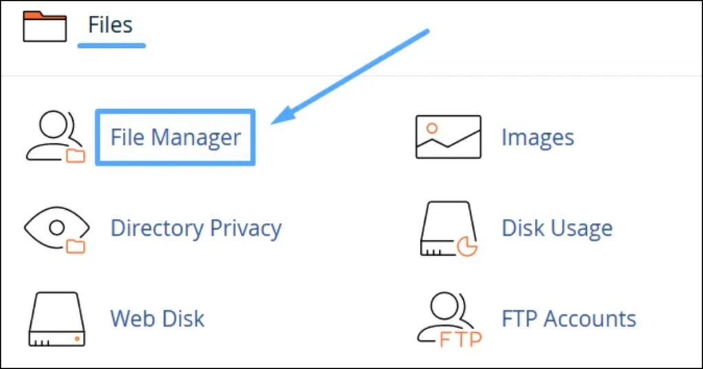 Sau khi đăng nhập, tìm biểu tượng hoặc mục menu có tên File Manager