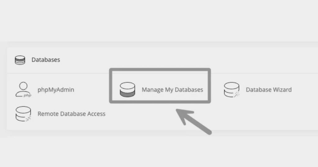 Truy cập mục database trên bảng điều khiển hosting