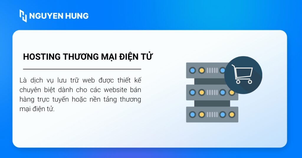 Hosting thương mại điện tử là dịch vụ lưu trữ web được thiết kế chuyên biệt dành cho các website bán hàng trực tuyến 