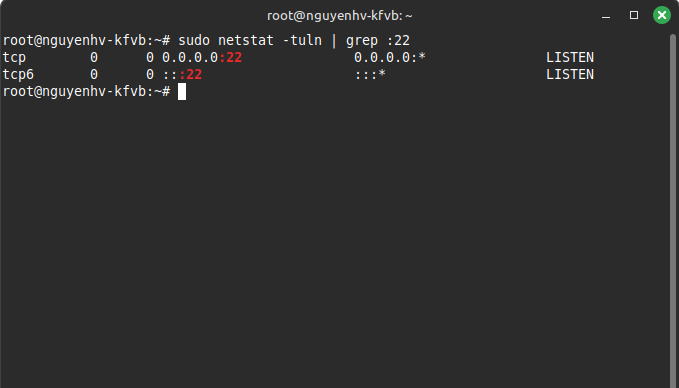 Ngoài ra, bạn có thể kiểm tra SSH đang lắng nghe trên cổng nào