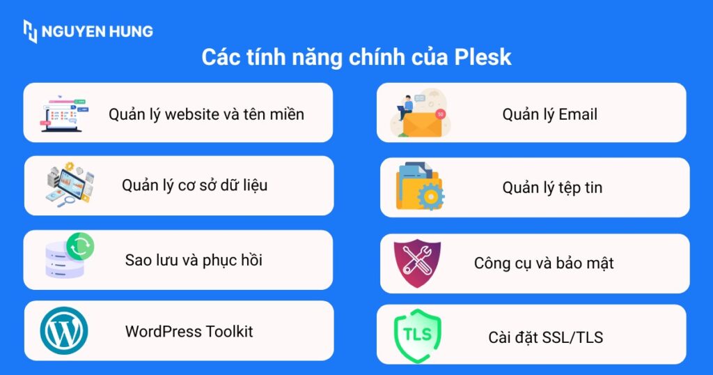 Các tính năng chính của phần mềm Plesk