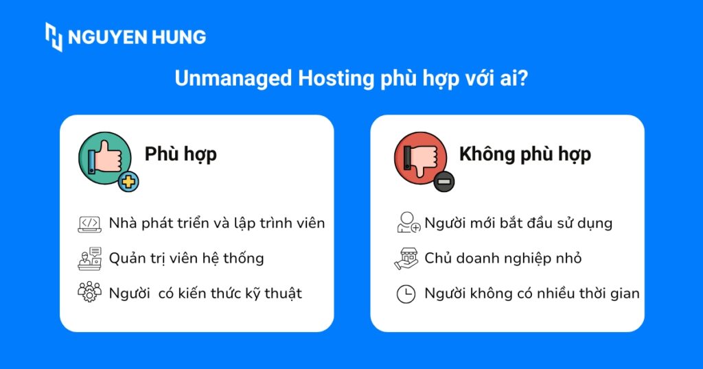 Các đối tượng nên và không nên sử dụng Unmanaged Hosting