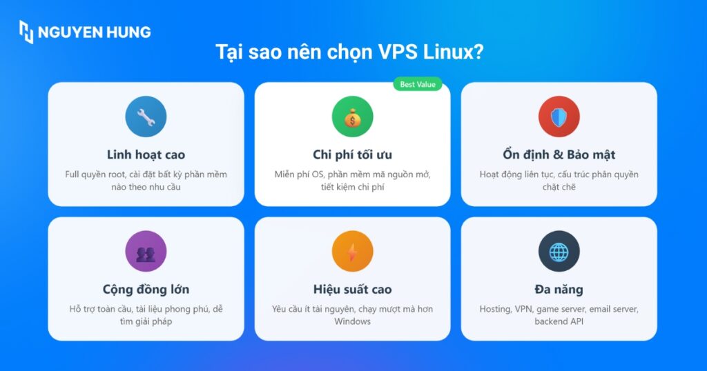 VPS Linux sở hữu nhiều ưu điểm nổi bật