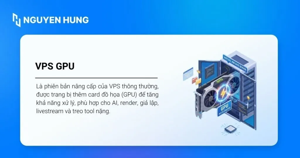 VPS GPU là máy chủ ảo trang bị thêm card đồ hoạ (GPU)