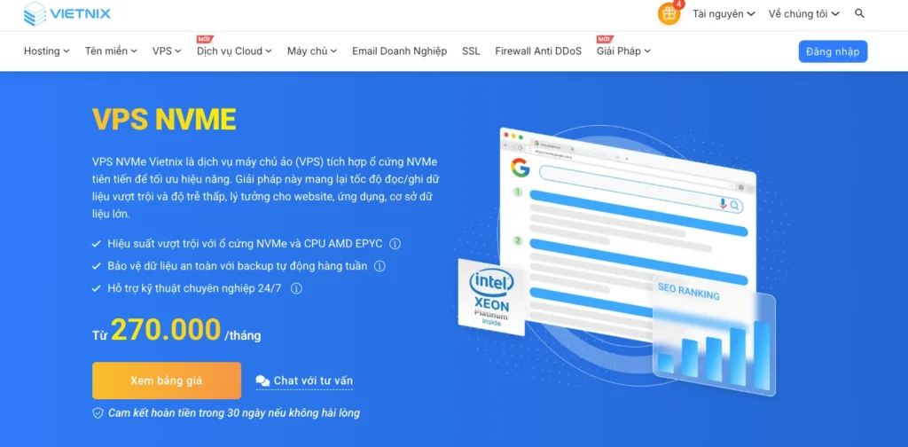 Thuê VPS NVMe uy tín tại Vietnix