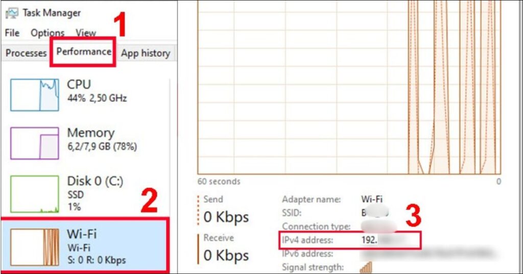 Tại phần Performance, chọn Wifi hoặc Ethernet