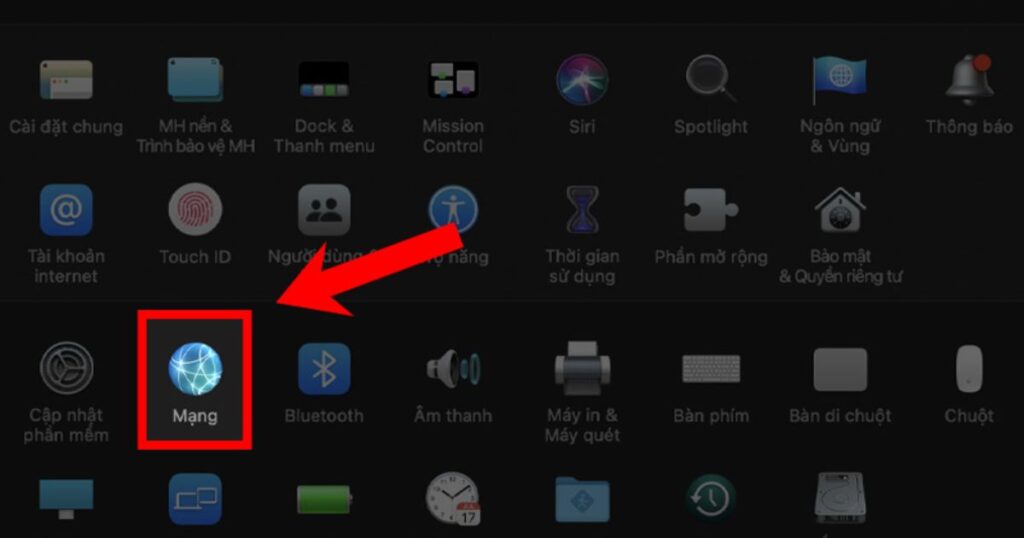 Tại bảng công cụ, bạn hãy chọn vào công cụ Mạng (Network)