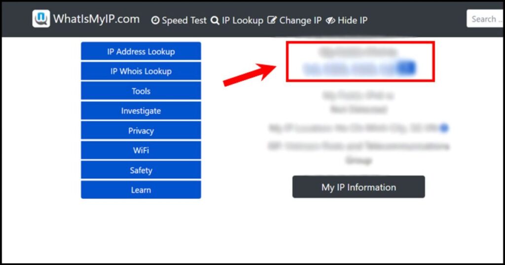 Bạn hãy truy cập vào website https://www.whatismyip.com
