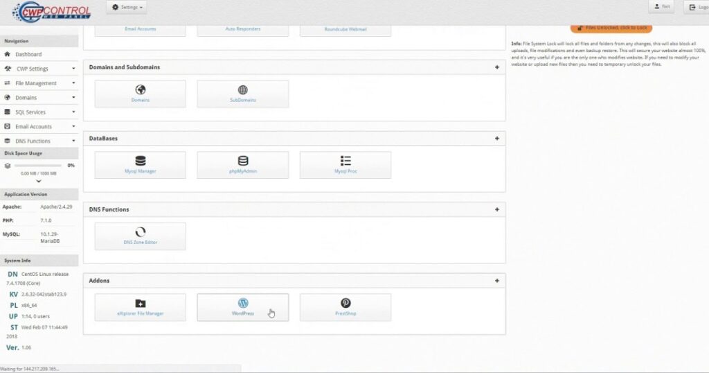 CentOS Web Panel (CWP) là một Hosting Control Panel miễn phí và mã nguồn mở