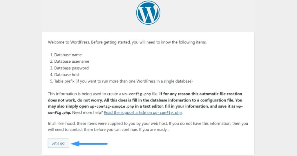 Nhấn Let’s go! để chuyển đến trang cấu hình đầu tiên
