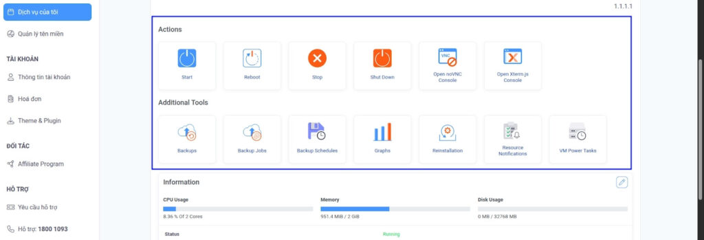 Khu vực quản lý VPS