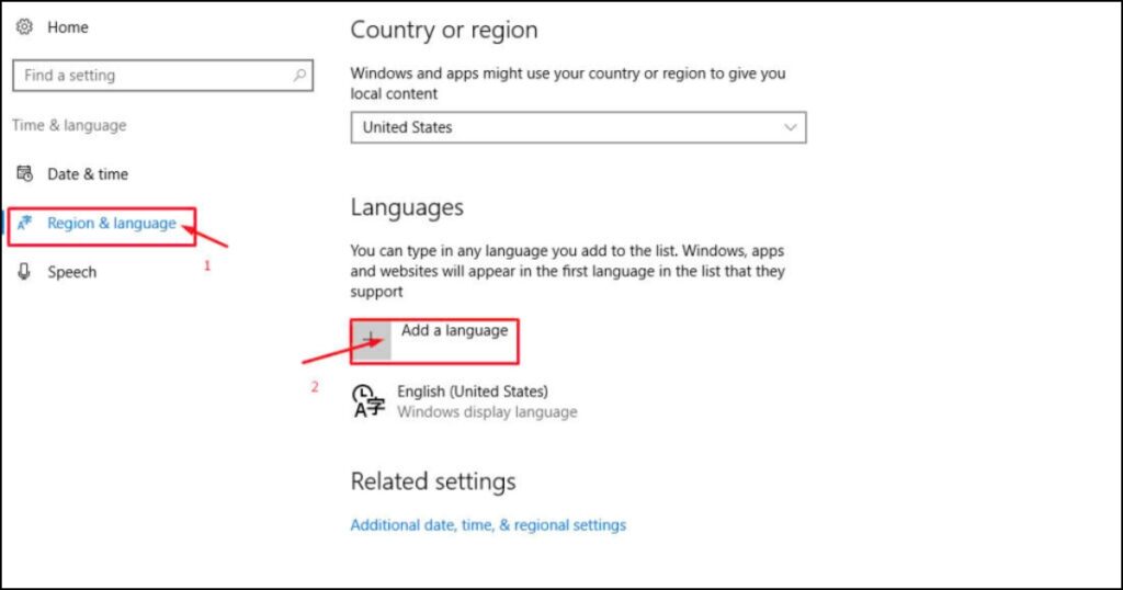 Tại đây, bạn nhấn vào nút Add a language