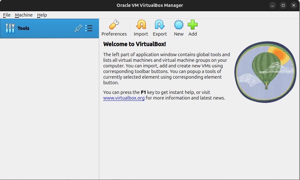 Khởi chạy VirtualBox