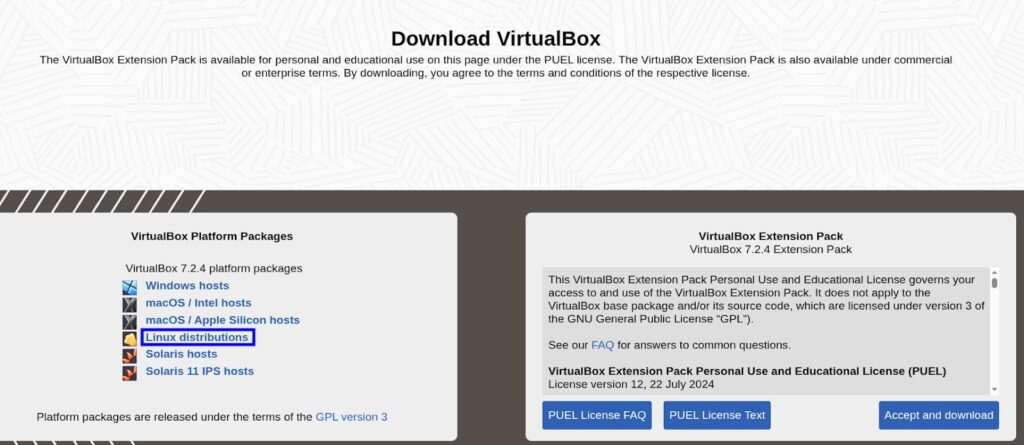 Chọn mục Linux distributions
