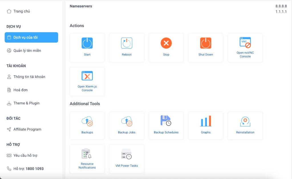 Tìm các nút chức năng như Reboot, Shutdown