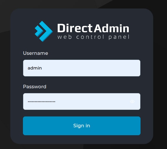 Đăng nhập vào bảng điều khiển DirectAdmin