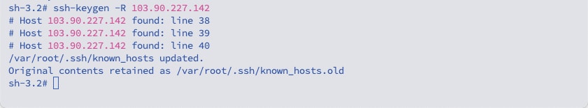 Gõ lệnh ssh-keygen -R [hostname_hoac_IP_address]