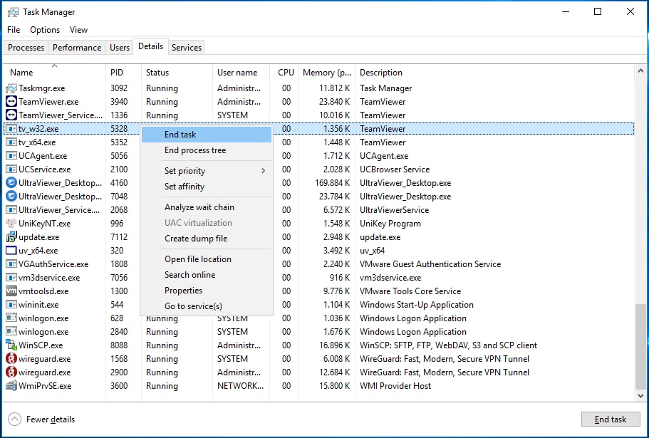Tìm và kết thúc tiến trình