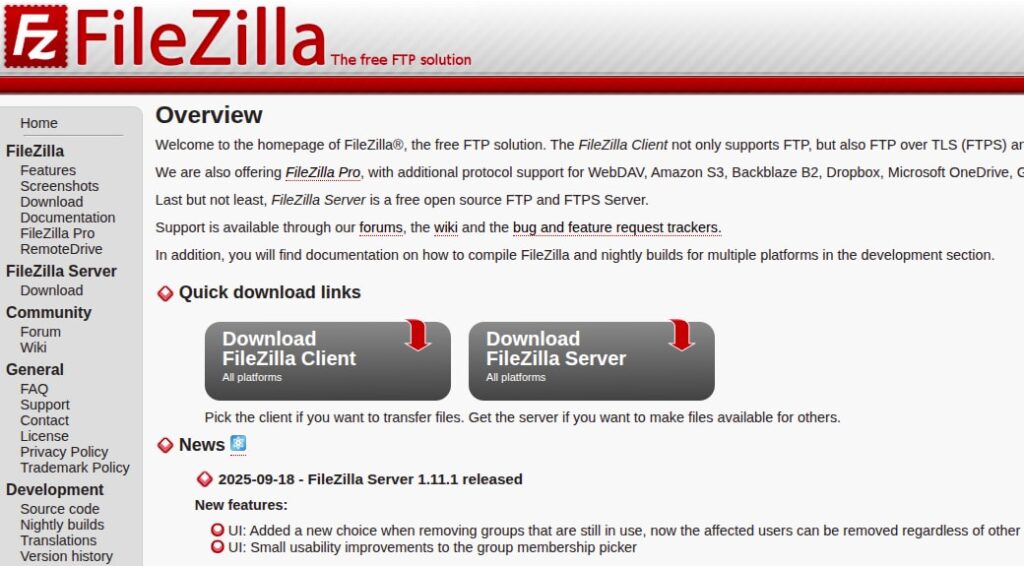 Tải và cài đặt FileZilla Client