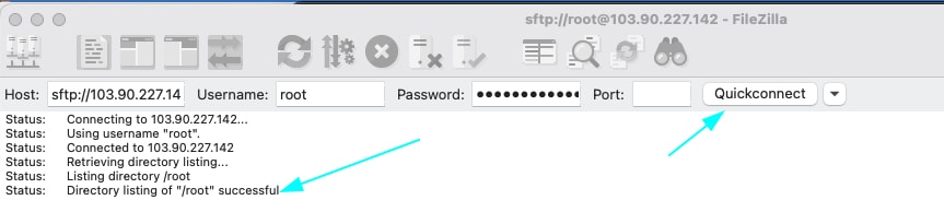 Nhấn vào nút Quickconnect