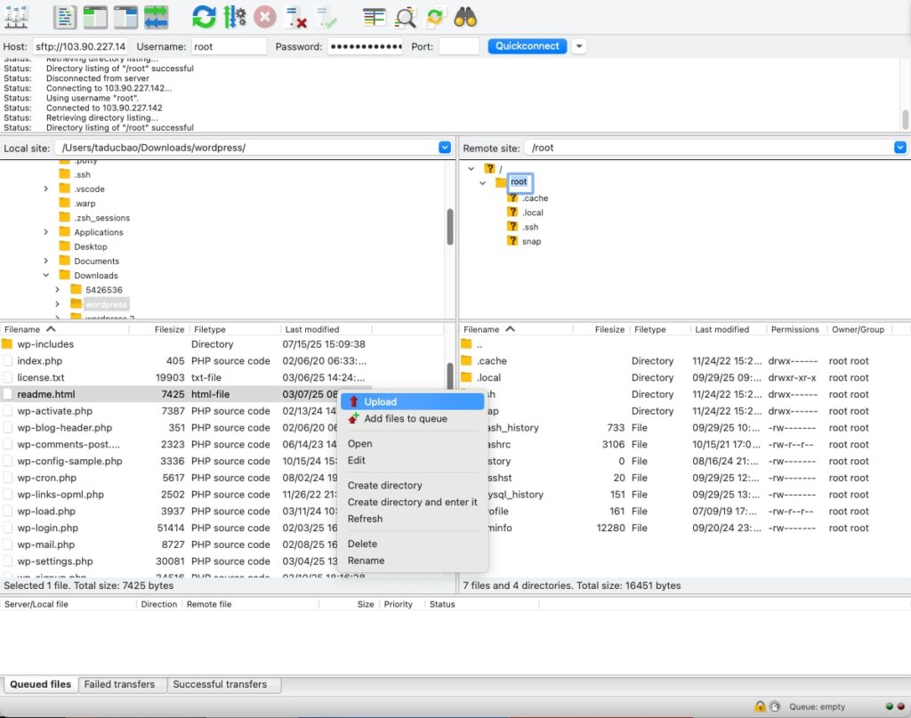 Tải file/thư mục lên VPS