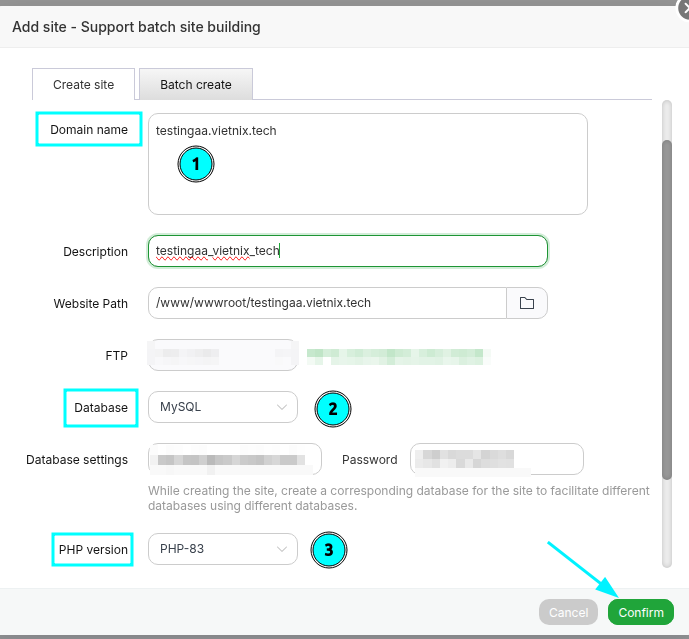 Bạn nhập đủ thông tin và nhấn Confirm