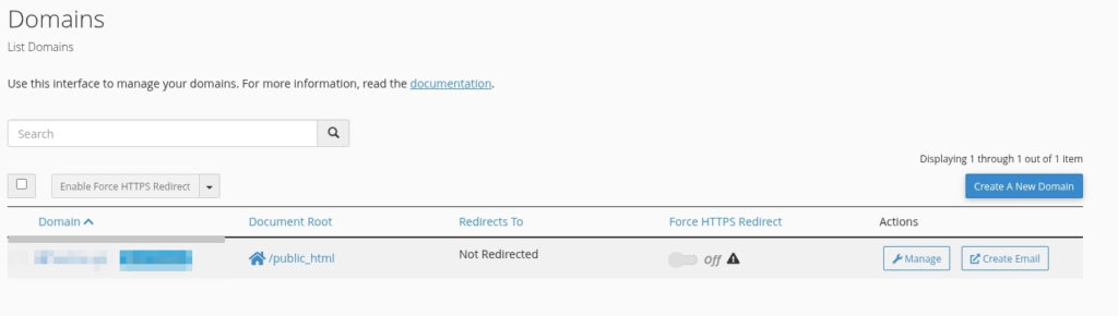 Tiếp đó, bạn hãy chọn Create a new domain để thêm một domain để làm alias domain