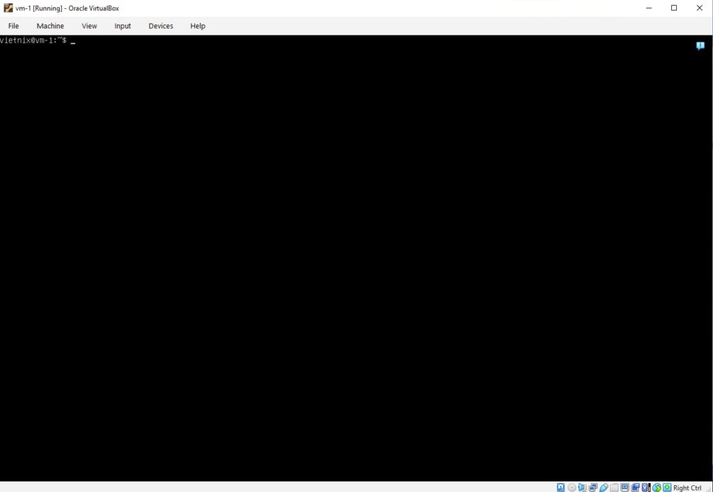 VM đã start xong, login bằng username/password đã đặt ở lúc trước