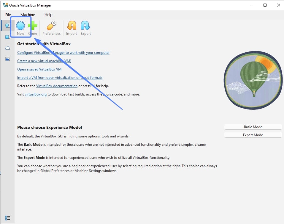 Tạo VM mới từ virtualbox