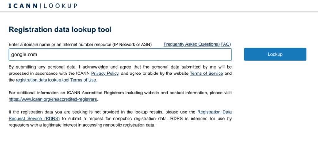 Truy cập công cụ tra cứu Whois và nhập tên miền