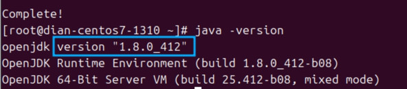 Sau khi cài đặt hoàn tất, xác minh phiên bản Java hiện tại bằng lệnh: java -version