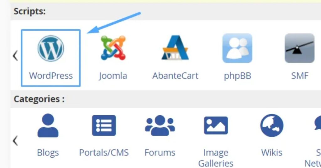 Nhấn chọn WordPress để cài đặt